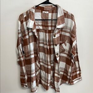 Maurices orange and White Checkered Shirt